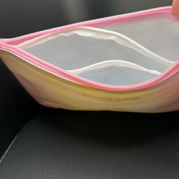 NWT! Tie Dye Pink Yellow Lavender Poolside Water Resistant Pouch Wristlet Strap - Picture 4 of 5